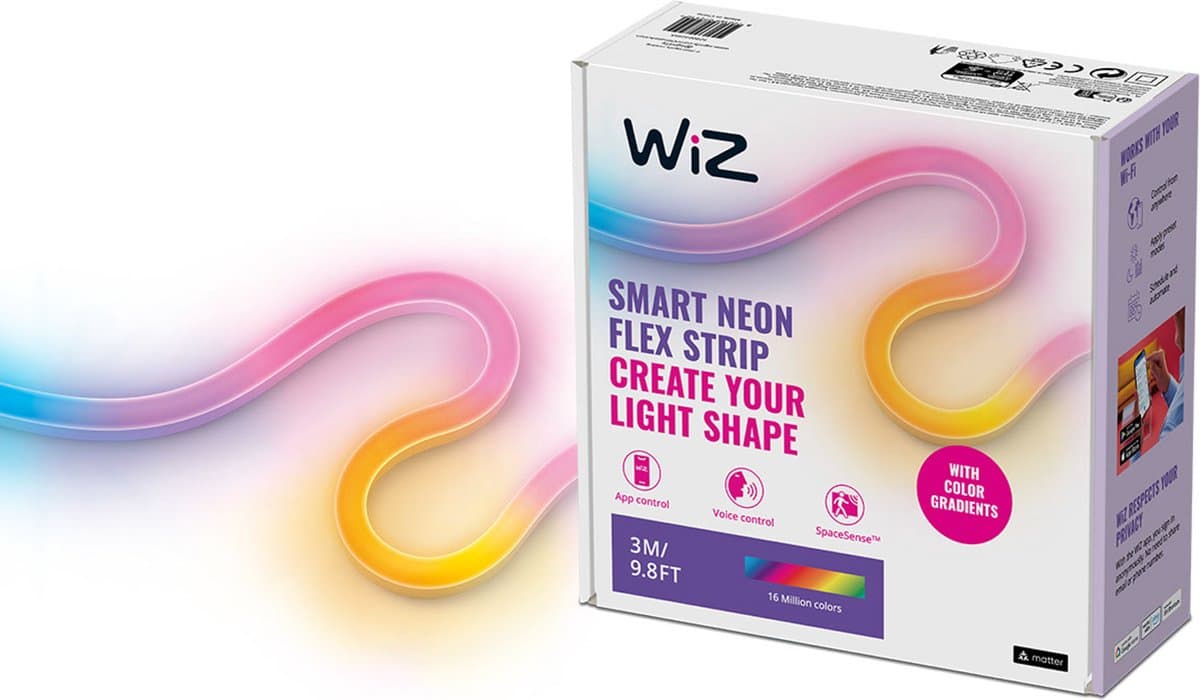 WiZ Neon Lightstrip voor binnen - Gekleurd en wit licht - 3m