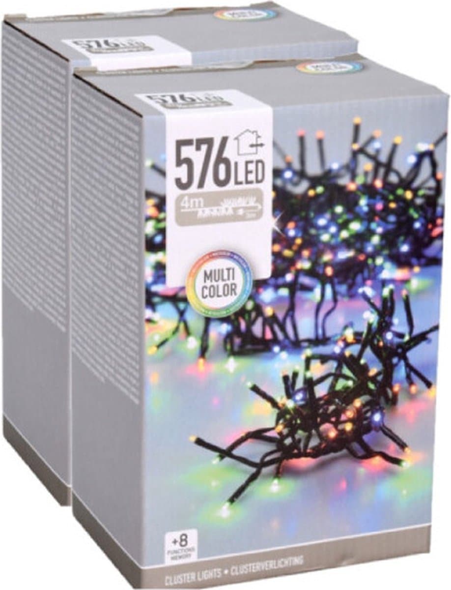 Christmas Decoration clusterverlichting lichtsnoeren -multi 576 leds- 2x - 420 cm