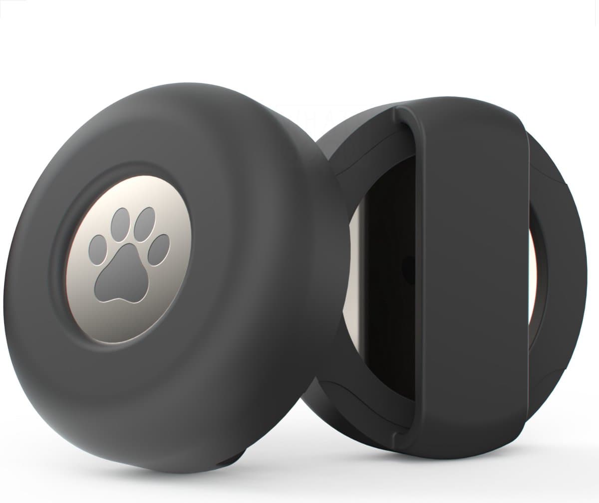 What's Goods - Huisdieren siliconen halsband hoesje - houder geschikt voor Apple AirTag (Gen 1 & 2) - Zwart