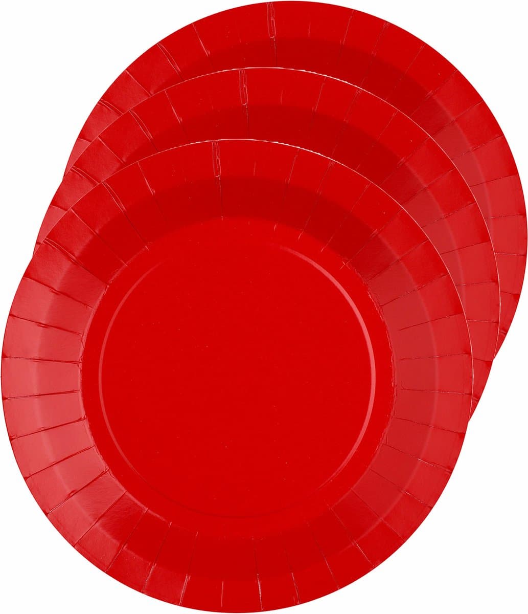 Santex Bordjes karton - 30x - rond - rood - 22 cm - feestbordjes