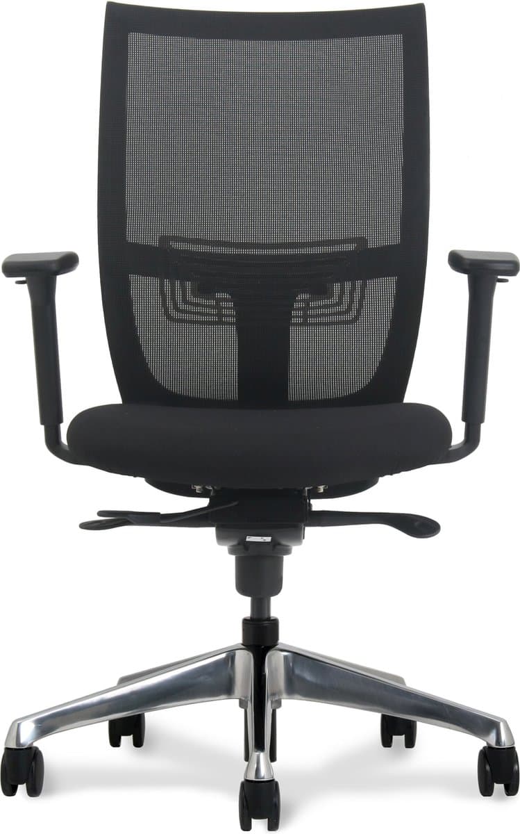 Euroseats Curve Ergonomische Bureaustoel zwarte stoffen zitting en netwaeve rug. Incl. alu chroom voetenkruis