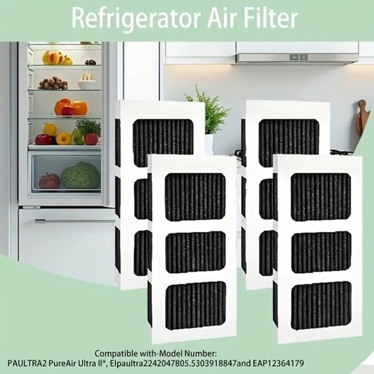 Geschikt voor Frigidaire PAULTRA2 koelkast luchtfilter vriezer actieve kool deodorant HEPA filterelement 4 stuks