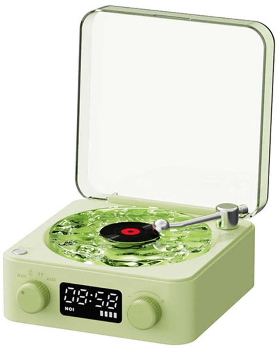 Draadloze platenspeler, Bluetooth-luidspreker, stereomuziekluidspreker met USB-oplaadfunctie - Groen