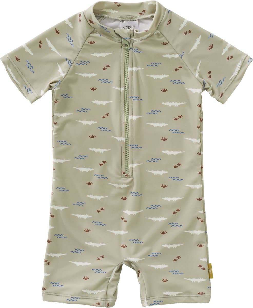 Fresk UV Zwempak 74 -Sneldrogende Zwemkleding voor Kinderen - UPF 50 - Zwemshirt voor Jongens - Zwempak met Korte Mouwen - Groen - Crocodile