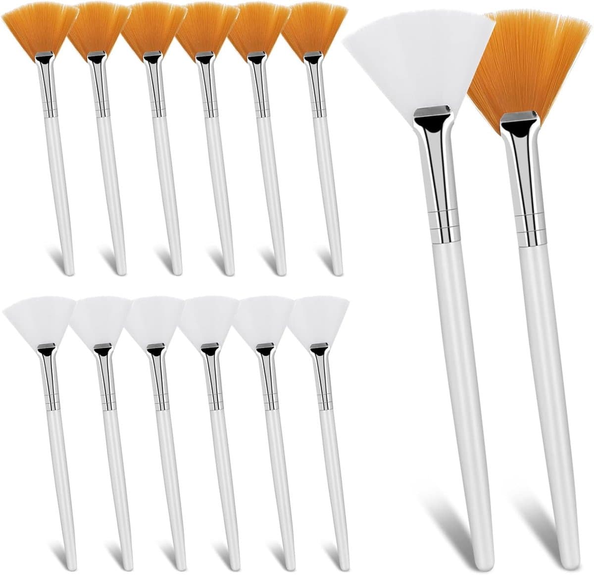 Sander Shop 14 stuks gezichtsborstels, waaierborstels, zuurapplicatorborstel, make-upborstel met doorzichtig plastic handvat, cosmetische gereedschappen voor modder gezichtscrème (14 stuks)