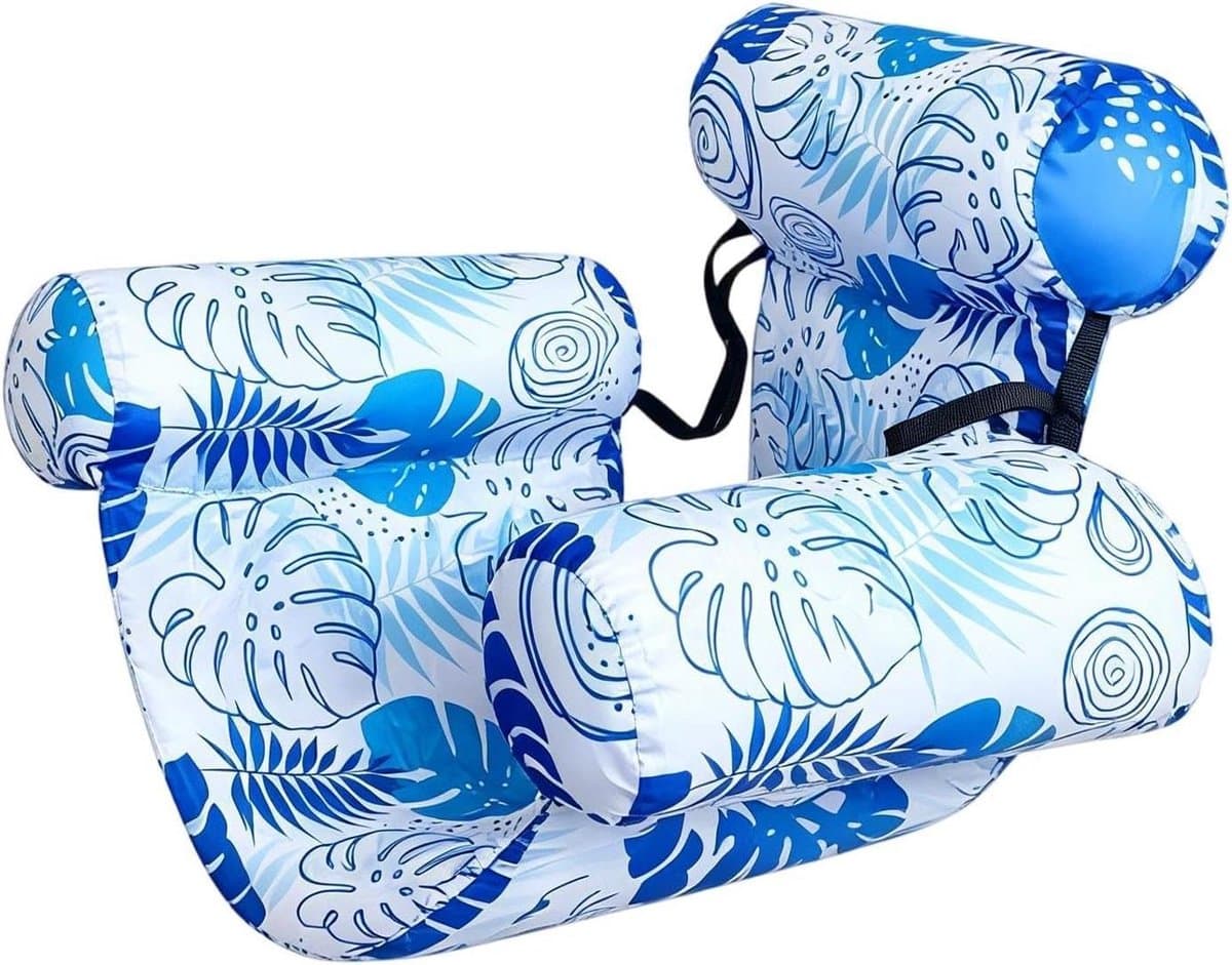 Opblaasbare Pool Ligstoel - Water drijver - Zonnen op water - Ademend mesh comfort - Compact opvouwbaar - Lichtblauw