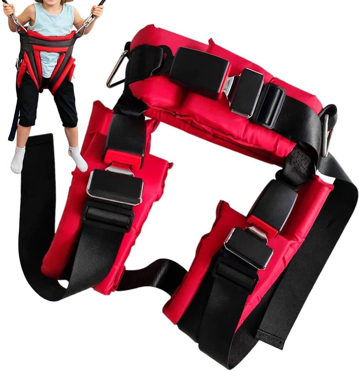 Trampoline harnas - Veiligheidsgordel kinderen - Veilig springen - Verstelbare banden - 40.6 x 34 x 18.4 cm - Zwart rood