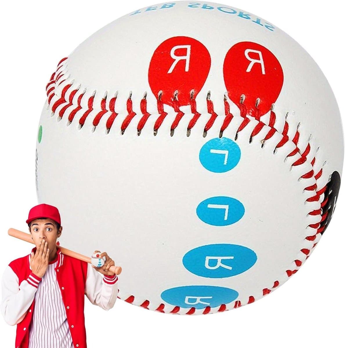 Honkbal Trainingsbal - Oefenbal Werpen - Pitching Oefenen - Gekleurde Vingerplaatsing - 9 Inch - Veelkleurig
