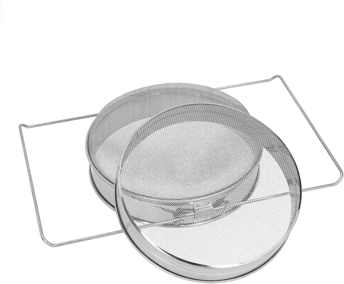 Double Honey Filter - RVS Beekeeping Strainer met 18 Mesh en 25 Mesh Screens - Voedselgrade 304 Staal - Ideaal voor Honing Filtratie en Beheerders