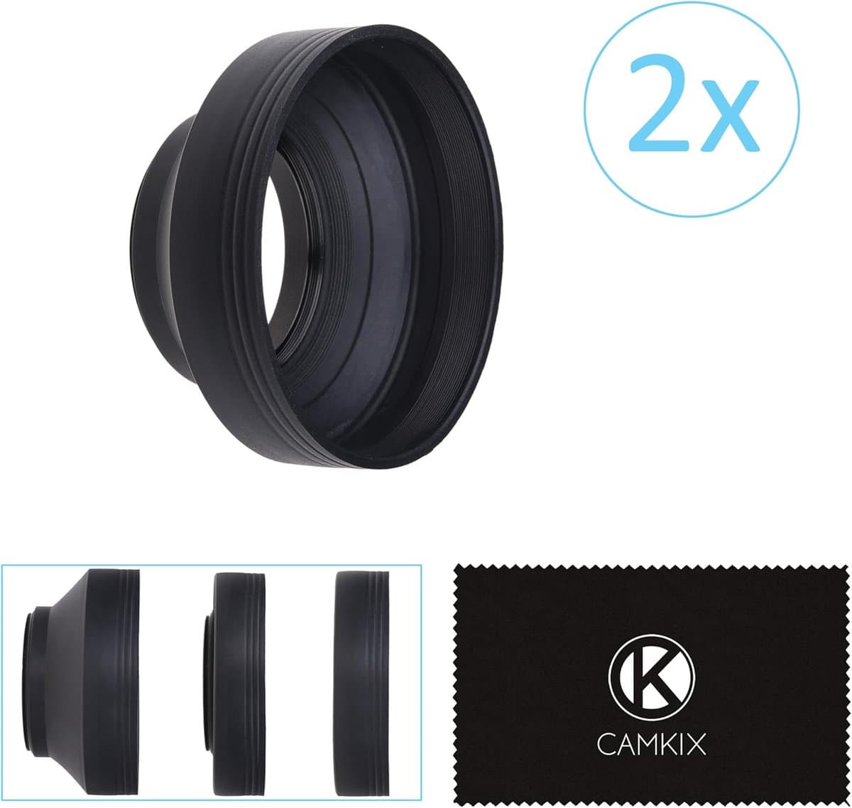 Lenskap voor Camera 67mm - Rubber - Set van 2 - Inklapbaar in 3 Stappen - Zonnekap/Schild - Vermindert Lensvlam en Verblinding - Blokkeert Overtollig Zonlicht voor Verbeterde Fotografie