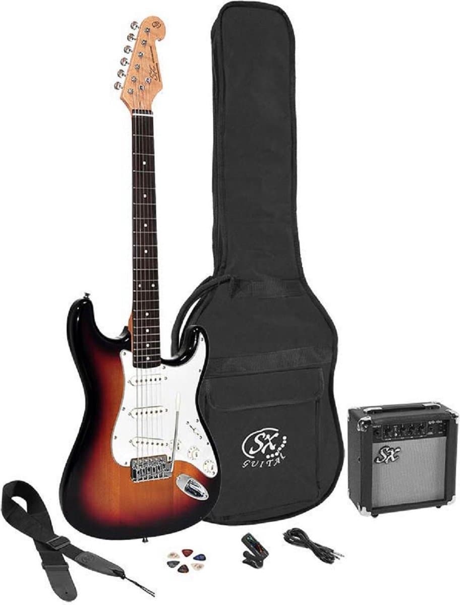 Elektrische gitaar starterset - SX SE1SK-3TS - ST-model - 10W versterker - Stemapparaat - Gigbag - 3-Tone Sunburst