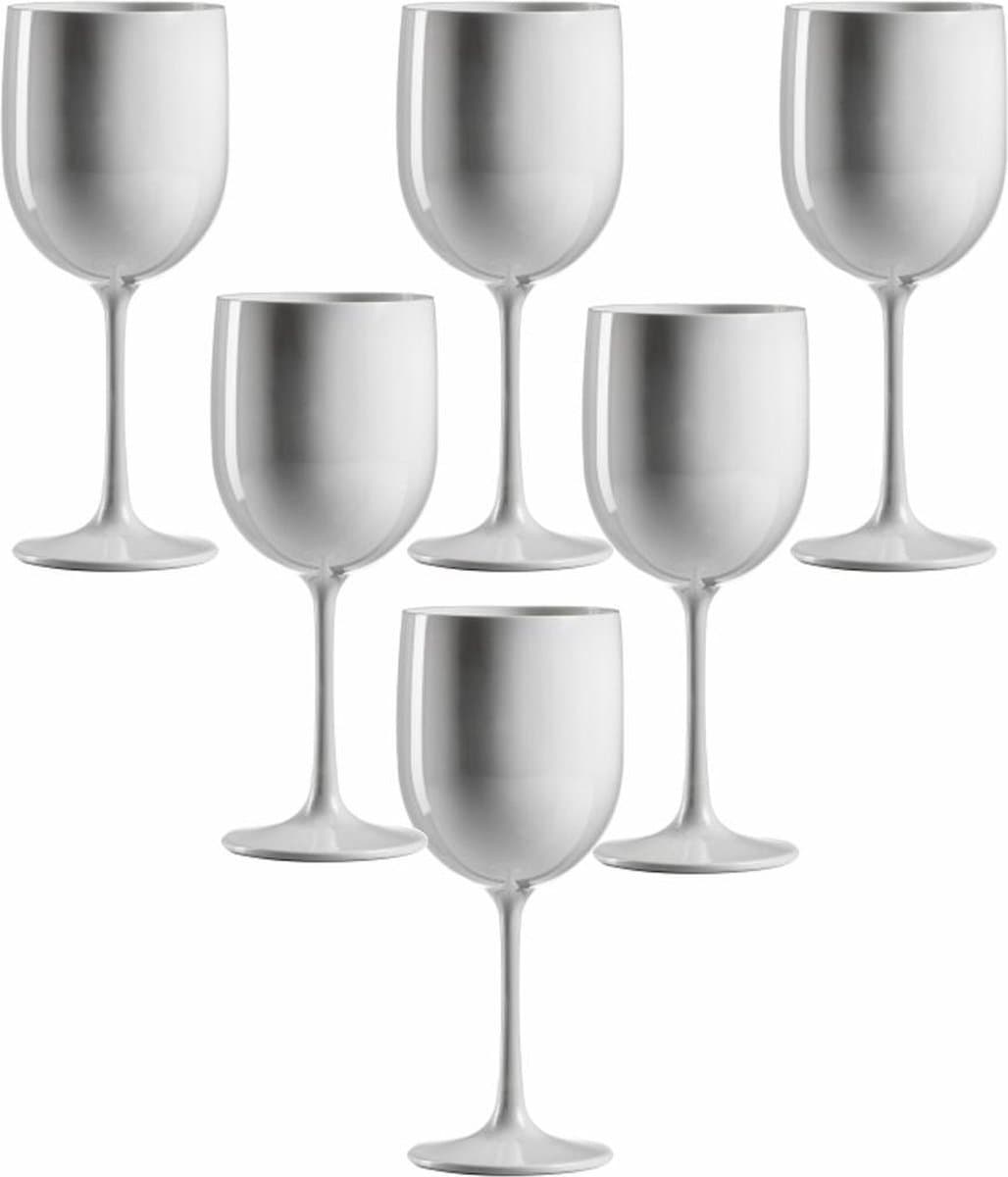 Plastic wijnglazen wit 48cl Onbreekbaar - 6 stuks