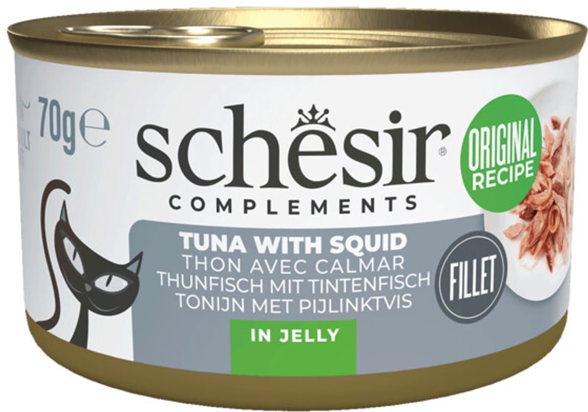 Schesir Complementary Kattenvoer Tonijn & Inktvis in Gelei - 12 x 70 gr - Voordeelverpakking