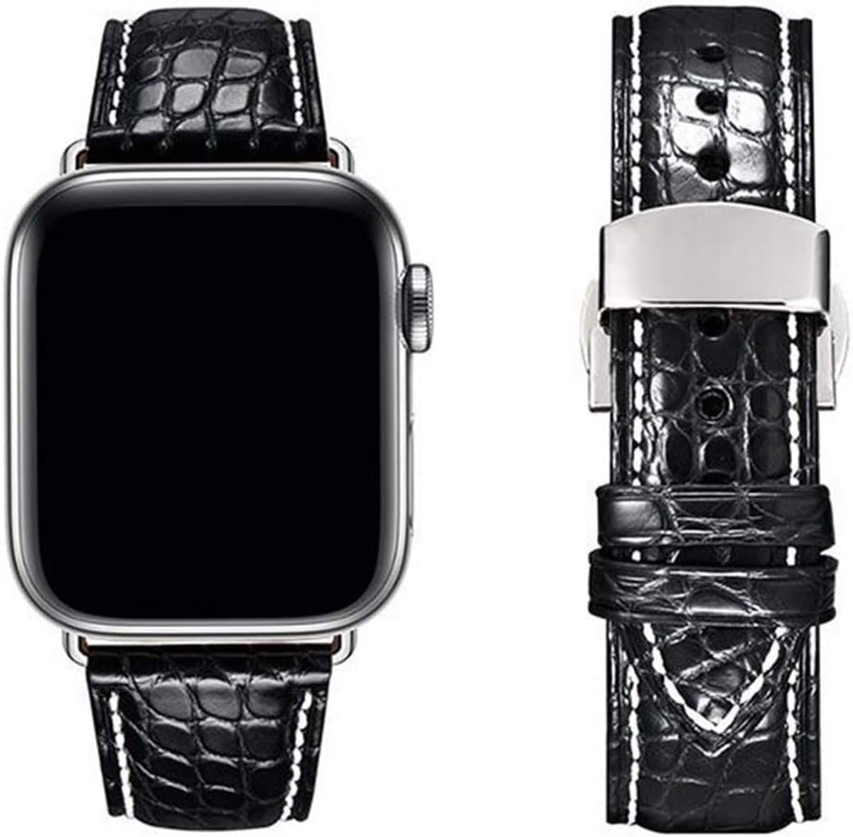 Krokodillenband - Compatibel met Apple Watch 38mm/40mm - Echte Alligatorleren Vervangband voor iWatch Series 5,4,3,2,1 - Zakelijke Polsband