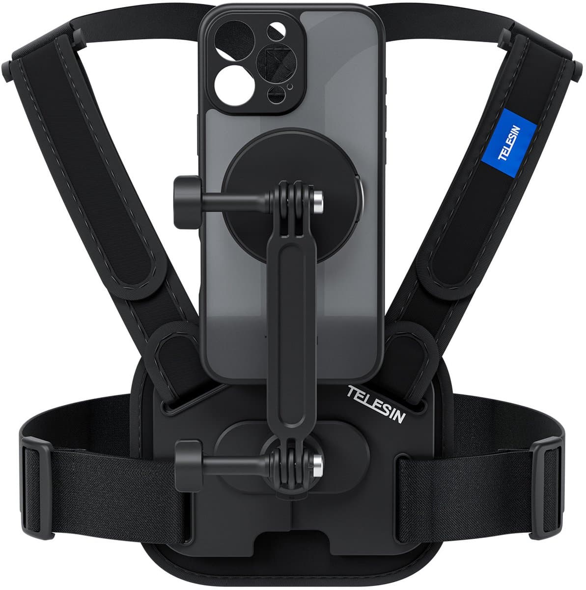 Telesin Chest Mount met Case voor iPhone 16 Pro Max - Magnetische Quick-Release met Vergrendeling - Horizontaal en Verticaal Filmen