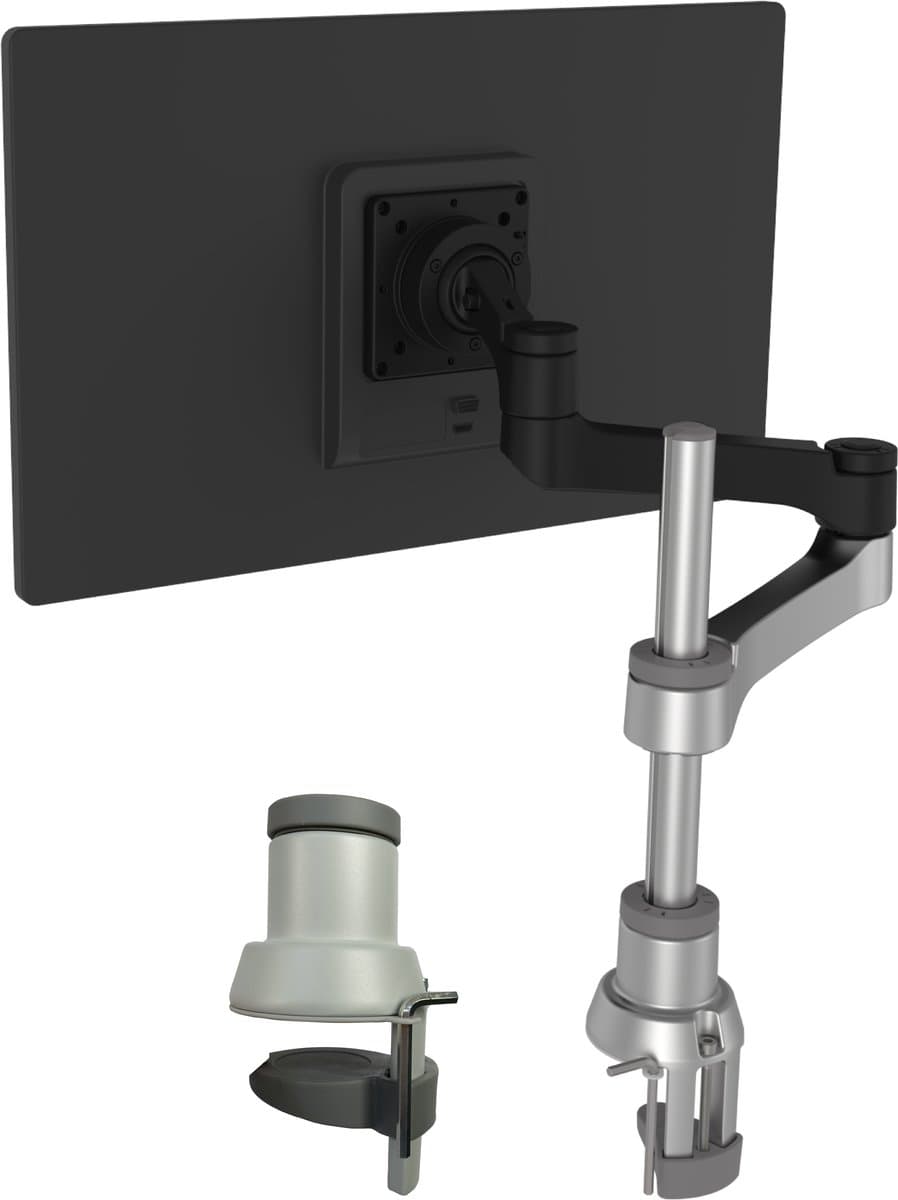 R-Go Zepher Monitorarm - 1 Scherm - Verstelbaar - VESA 75/100 - 8 kg draagvermogen - 100% circulair - Zwart/Zilver