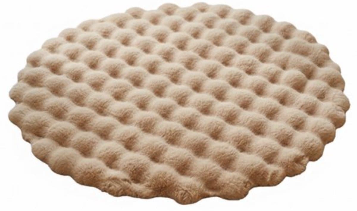 PolkaHome® Cirkel Rond Vloerkleed Ø90 cm - Superzacht Modern Vloerkleed - Hoogpolig Fluffy Tapijt - Antislip Carpet voor Woonkamer, Kinderkamer & Slaapkamer (bruin)