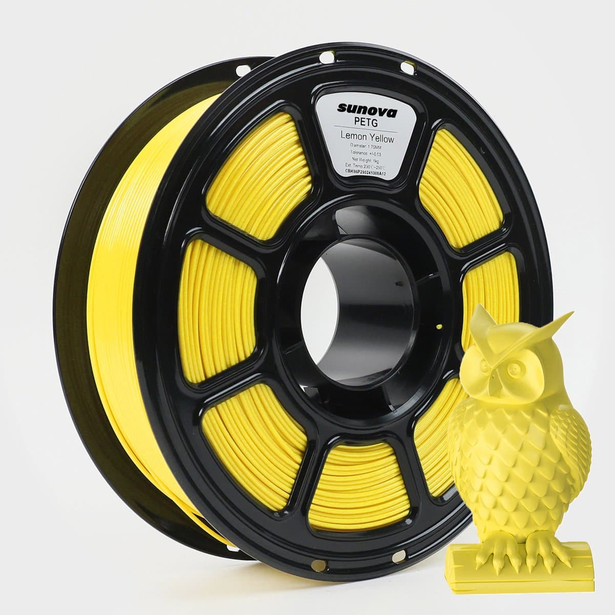 Sunova PLA 3D Printer Filament – 1KG – 1.75 mm – ±0.02mm Precisie – Sterke Laaghechting – Milieuvriendelijke – Geel