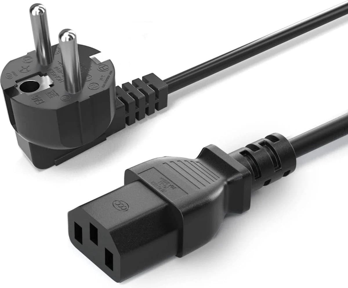 Universele C13 Voedingskabel - Power Kabel - Stroomkabel - 1.5 Meter - Netsnoer voor PC, Beeldscherm, Printer – IEC C13 – Zwart