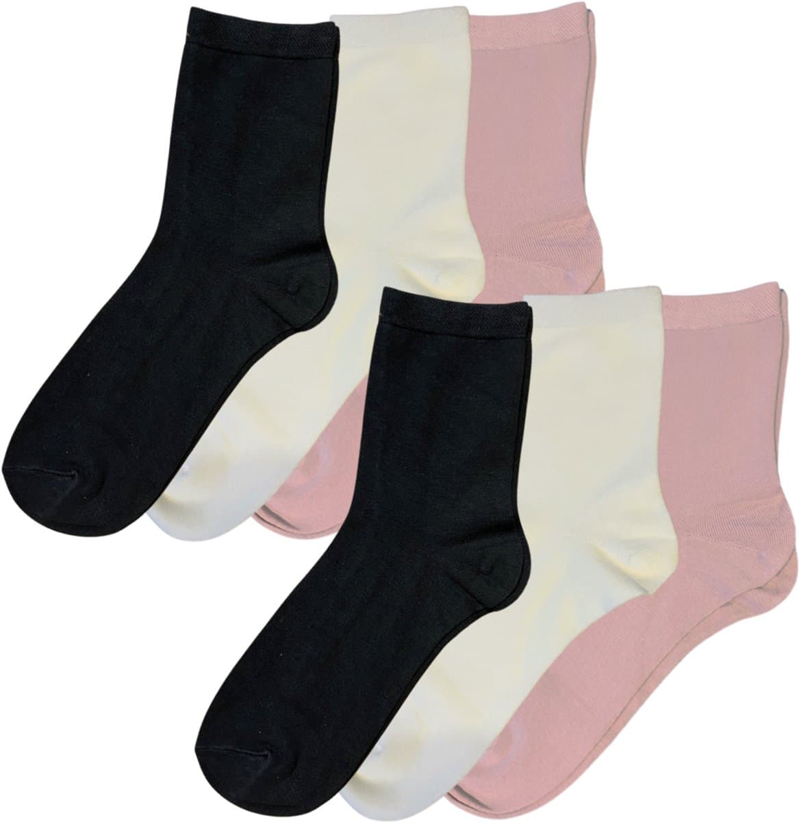 green-goose® Bamboe Dames Sokken - Maat 39-42 - 6 Paar - Zwart, Beige, Blauw - 85% Bamboe - Zacht, Admenend en Duurzaaam!