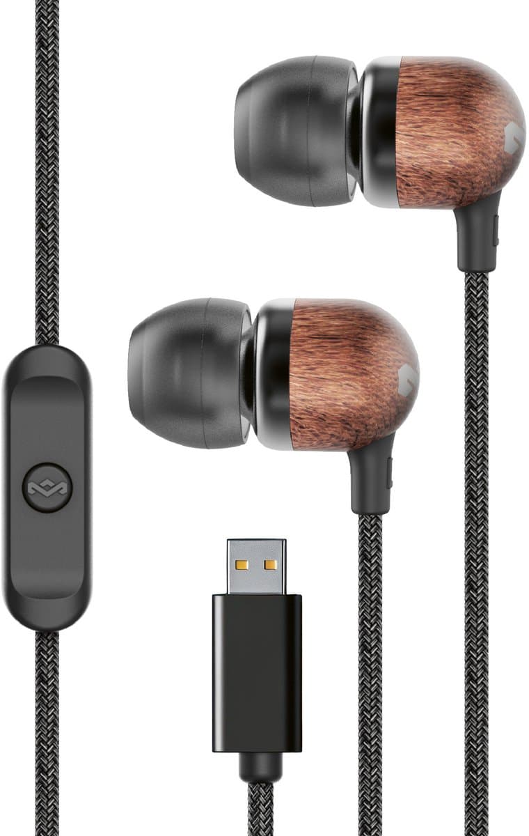 House of Marley Smile Jamaica USB C Oortjes met draad - Bedrade Oordopjes - Met Microfoon en 1knopsbediening - Eco Friendly Design - 9MM Drivers - Knoopvrije Kabel - Zwart