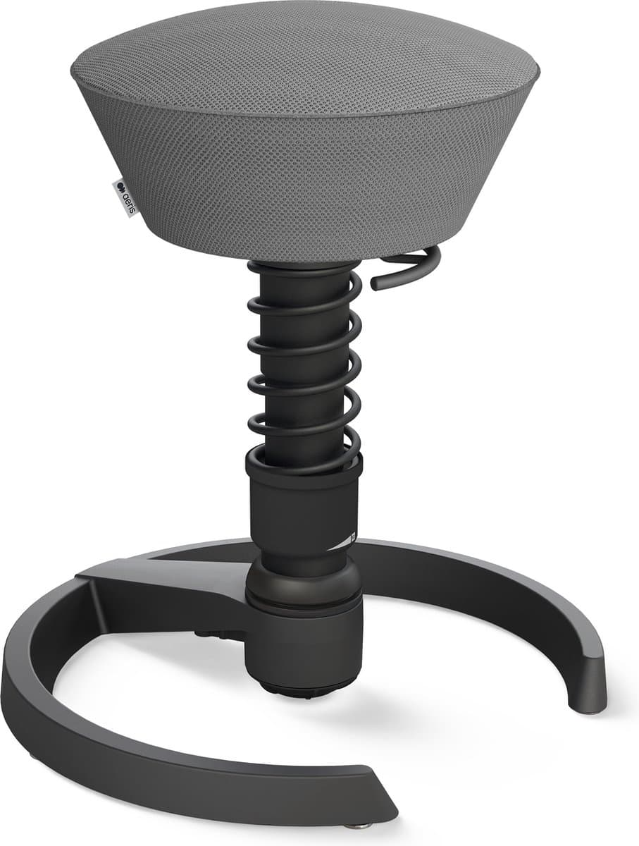Aeris Swopper - ergonomische bureaukruk - zwart onderstel - grijze zitting - gliders - mesh - hoog
