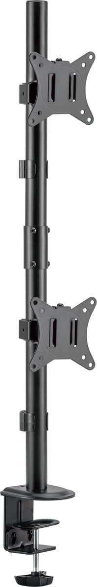 Gembird MA-D2-02 Monitor Arm - Voor 2 Schermen Verticaal - Draai en Kantelbaar - 17 t/m 32 inch - Schermen boven elkaar - Roterend - Zwart