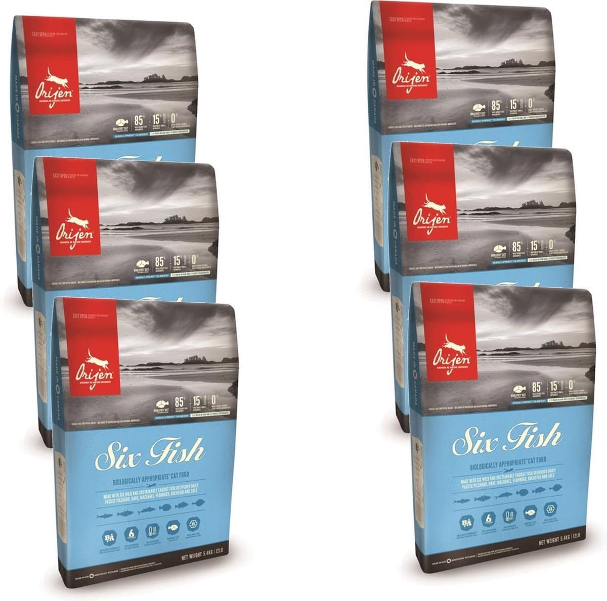 Orijen Whole Prey Six Fish Cat Sardines&Heek - Kattenvoer - 6 x 340 g