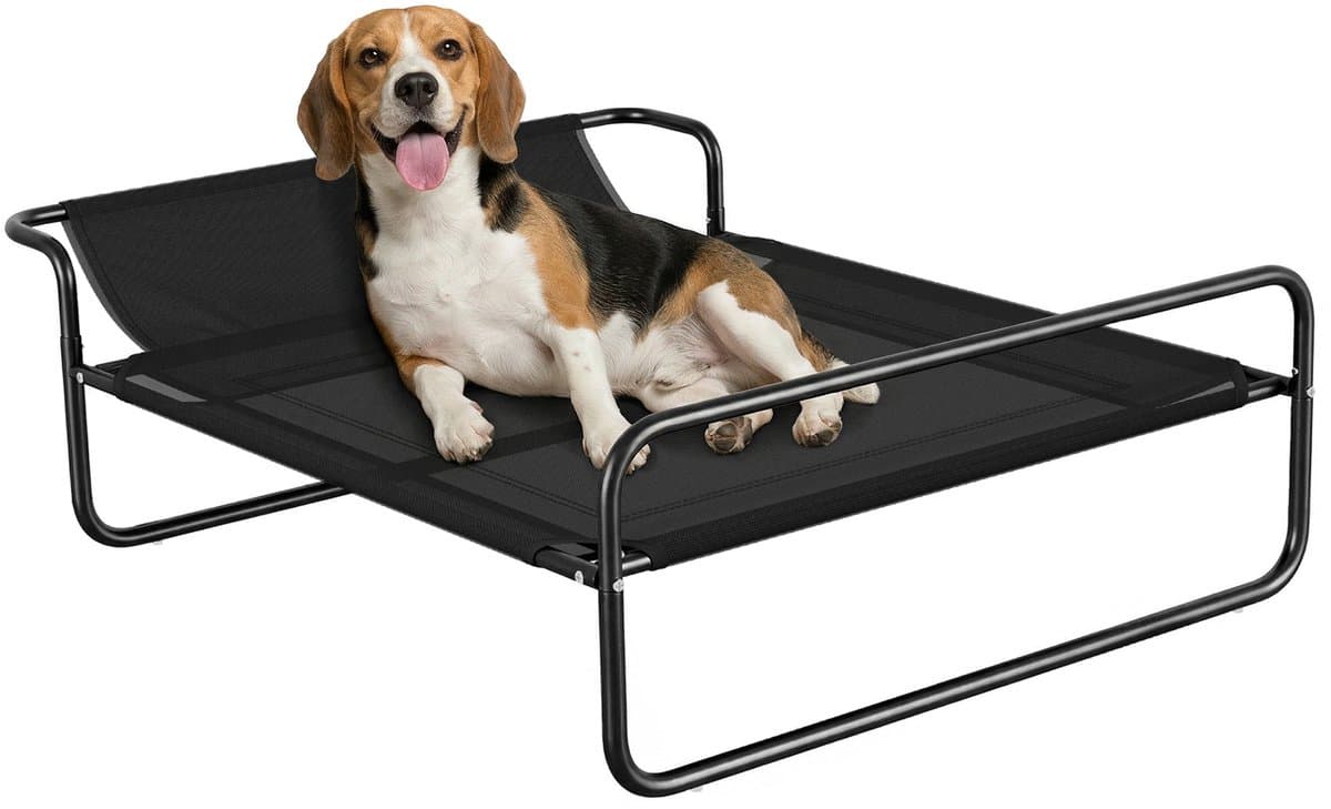 PawHut-Verhoogd Hondenbed-Textiel-106x81x33cm-Zwart