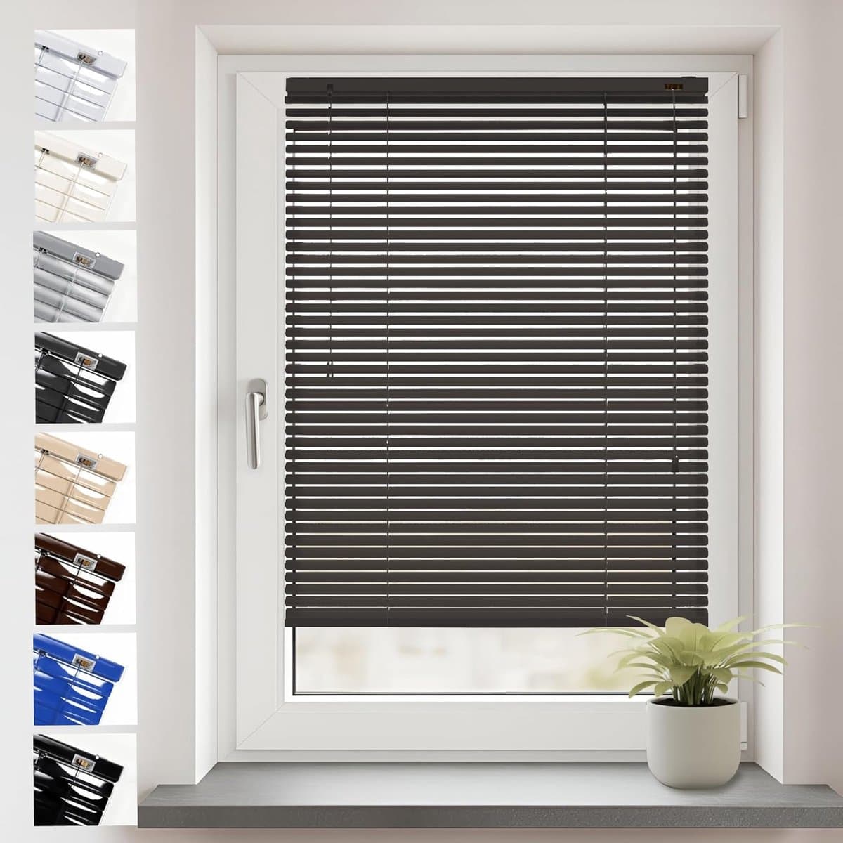 Aluminium Jaloezie voor Binnenshuis 70x130cm Klemmfix Antraciet