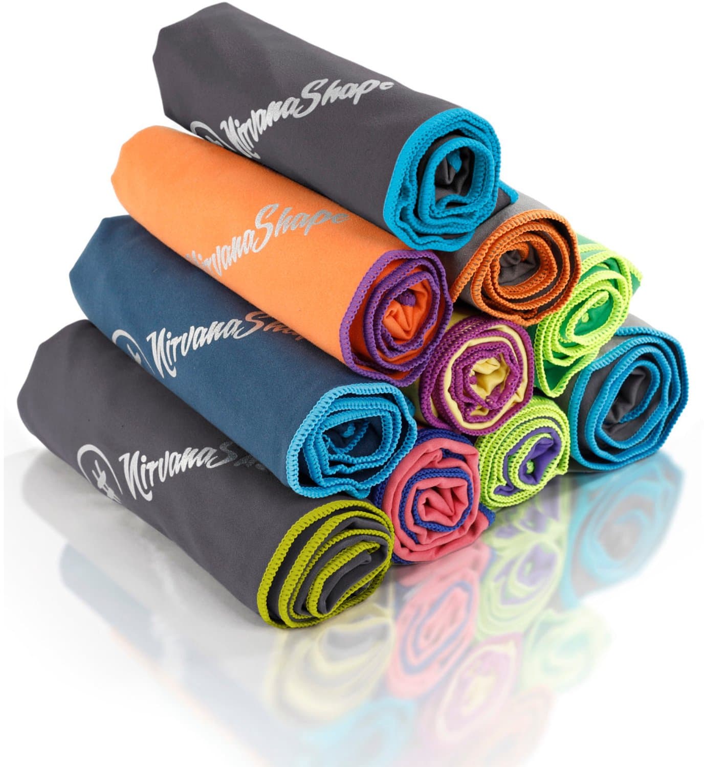 NirvanaShape - microvezel handdoek - microvezel reishanddoek - sneldrogend, ultralicht en zijdezacht - tot 8 keer meer absorberend - 80 x 40 cm - Grijs / Blauwe Rand
