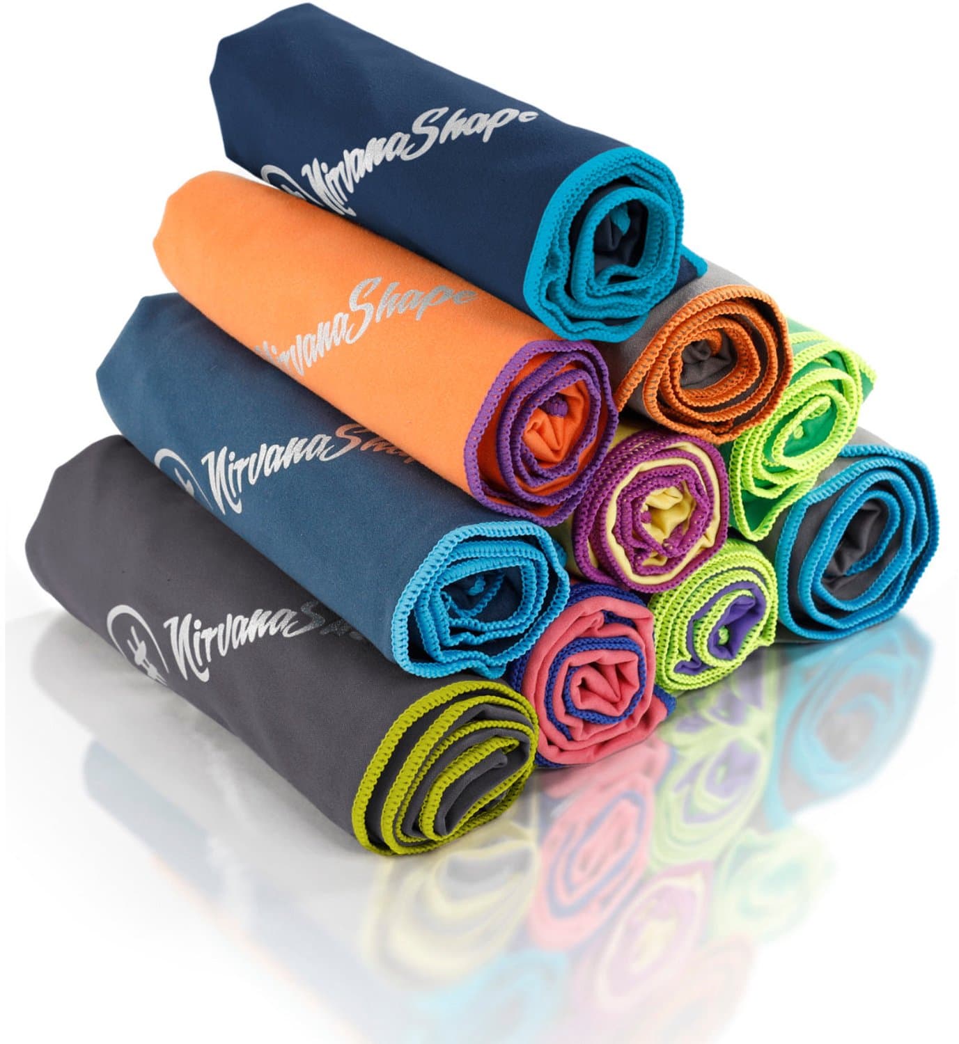 NirvanaShape - microvezel handdoek - microvezel reishanddoek - sneldrogend, ultralicht en zijdezacht - tot 8 keer meer absorberend - 60 x 40 cm - Blauw / Lichtblauwe Rand