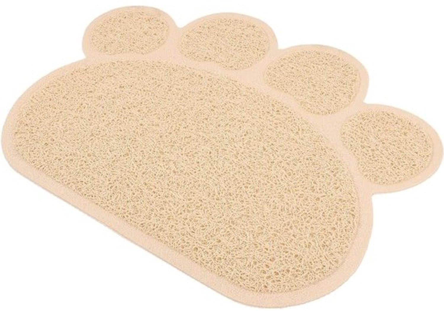 Kattenbakmat Set - Mat voor katten en voerbak - Bescherming van de vloer - Antislip - 30x40 cm - Beige