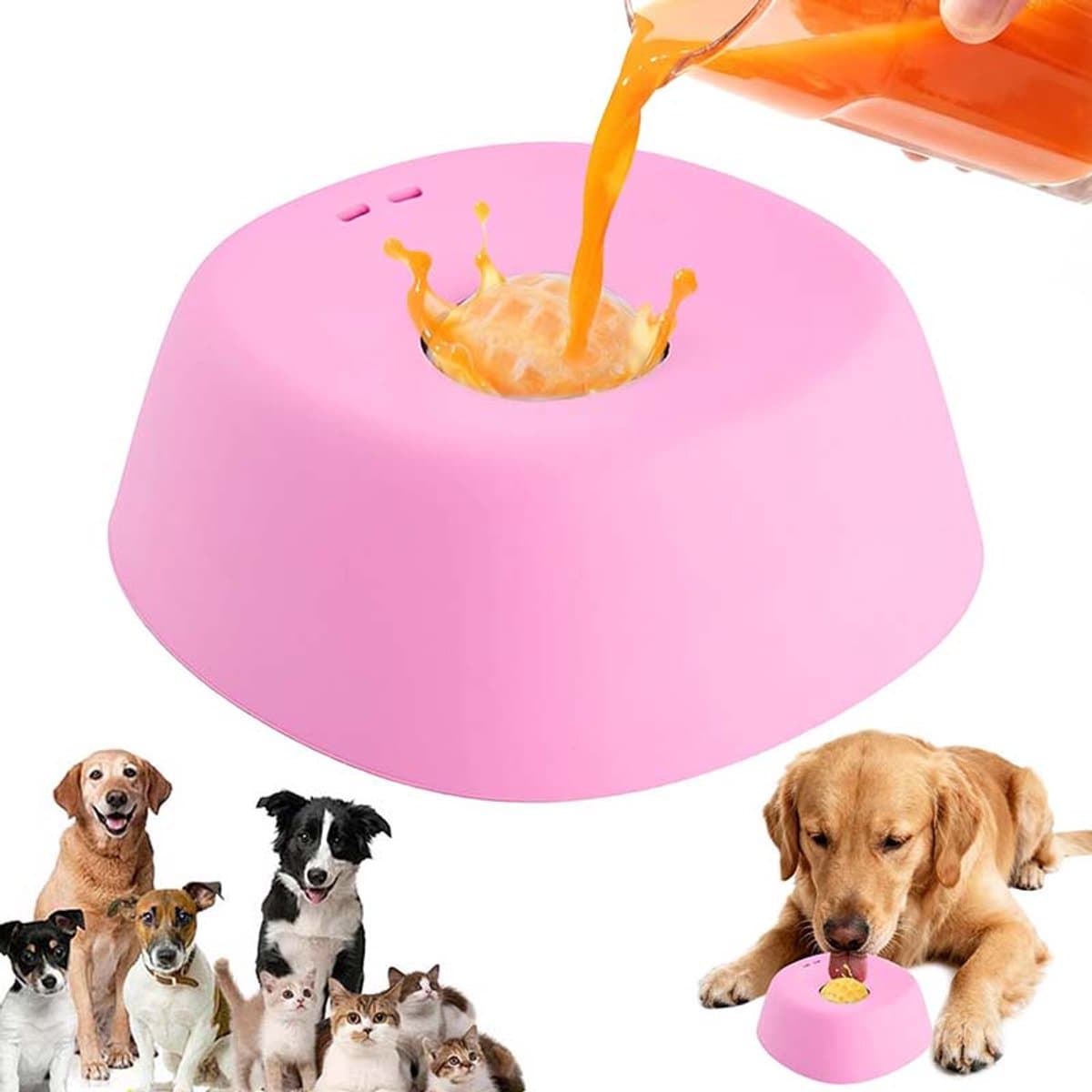 Dog Slow Feeder - Dog Licking Bowl - Dog Licking Toy - Geschikt Voor Grote En Middelgrote Kleine Honden - Geschikt Voor Vloeistofvoeding (Roze)