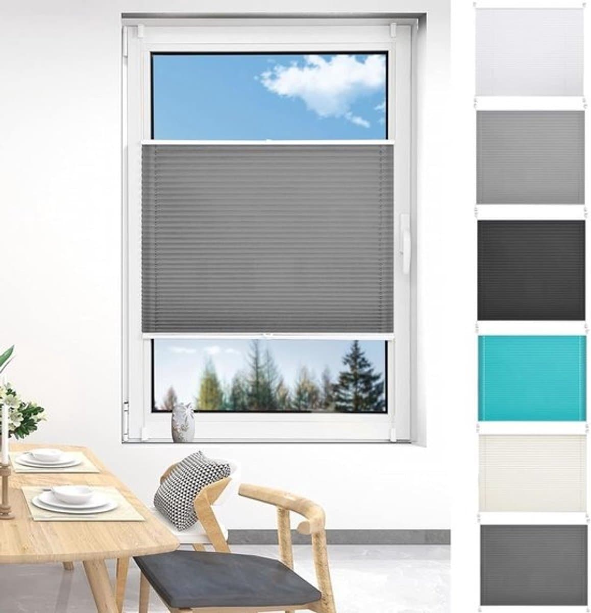Geplooide Jaloezieën 30x40 cm - Lichtgrijs - Zonwering en Privacy Bescherming