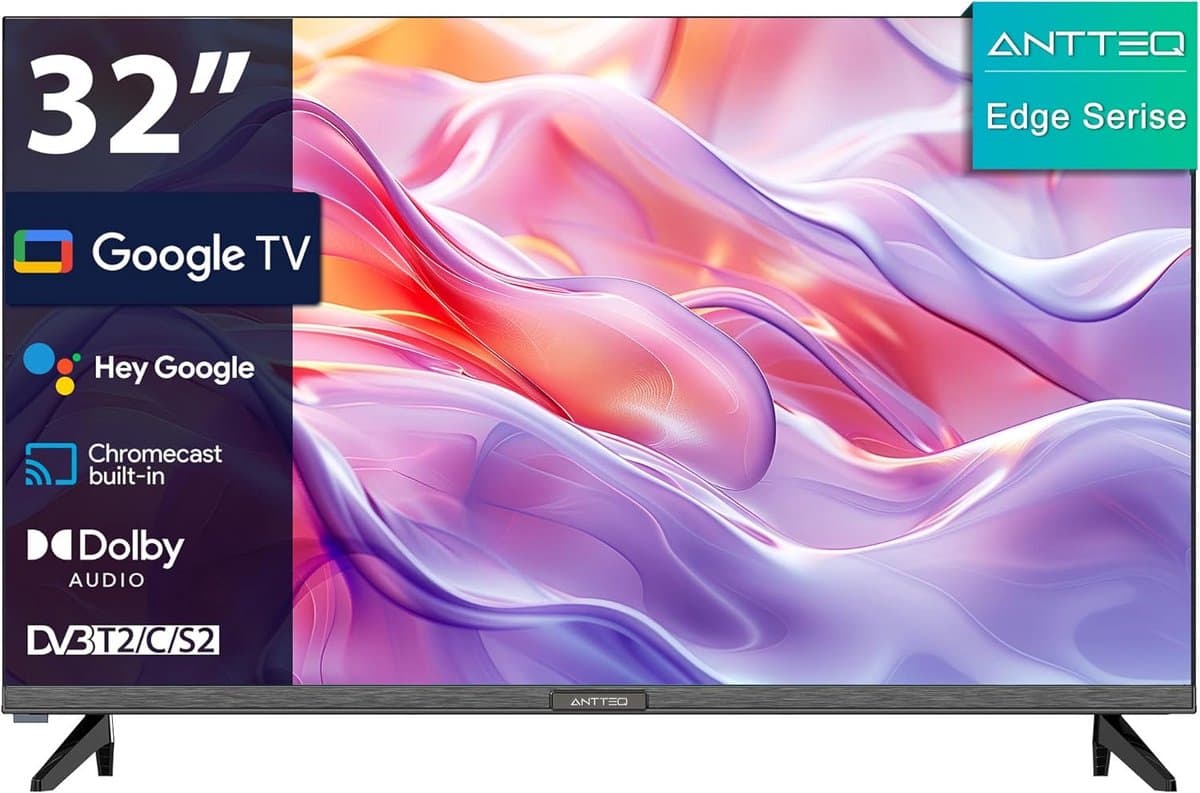 32 Inch Smart TV HD LED Borderless TV met Google TV en Dolby Audio