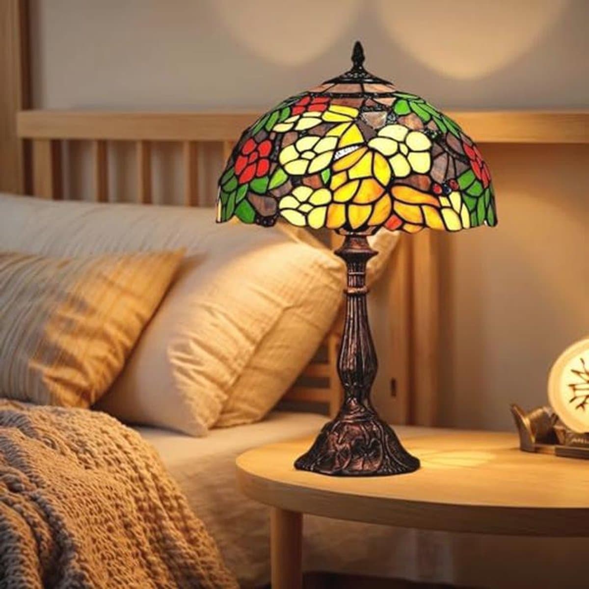 Tafellamp in Tiffany-stijl - 12 inch Barokke Bureaulamp met Gekleurd Glas voor Vintage Woonkamer