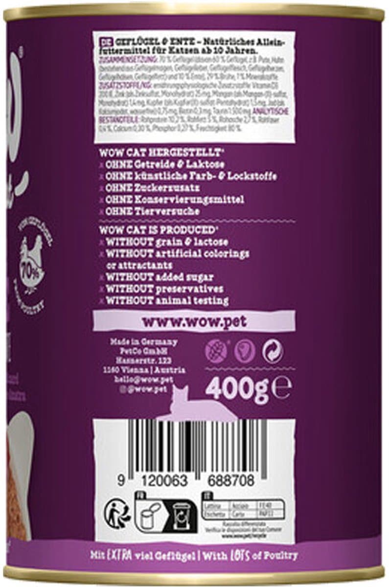 WOW Cat Wet Senior - Gevogelte & Eend - 200 g