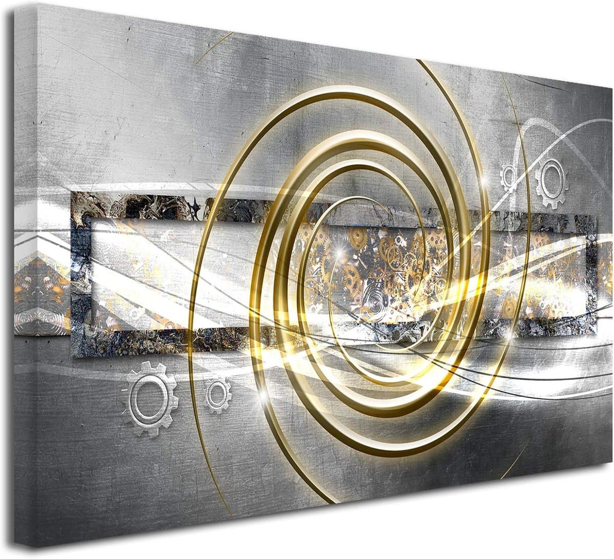 Abstract Wanddecoratie Canvas Rood en Geel - 100 x 60 cm - Moderne Oosterse Kunst voor Woonkamer
