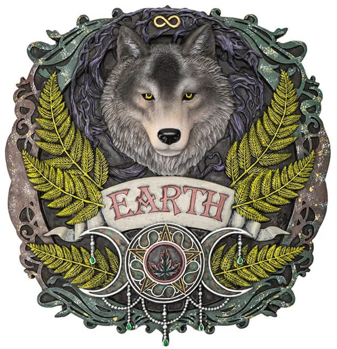 Wall Plaque - Earth Wolf Elemental Magic - 28cm (AS) Anne Stokes