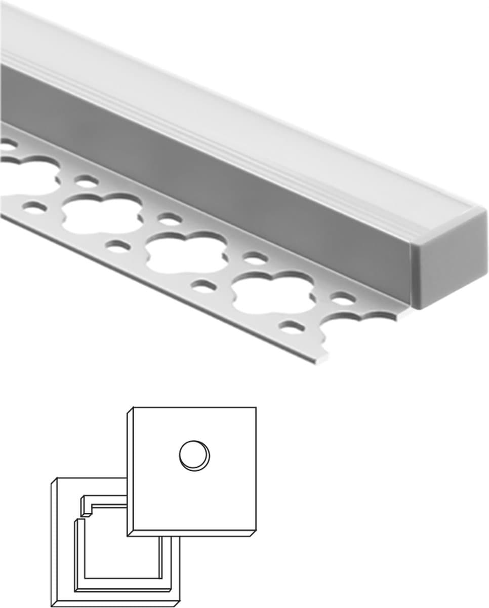 1,5 meter led tegel profiel / led stuc profiel smal - Stucstop - Led profiel - Led strip profiel - Wit
