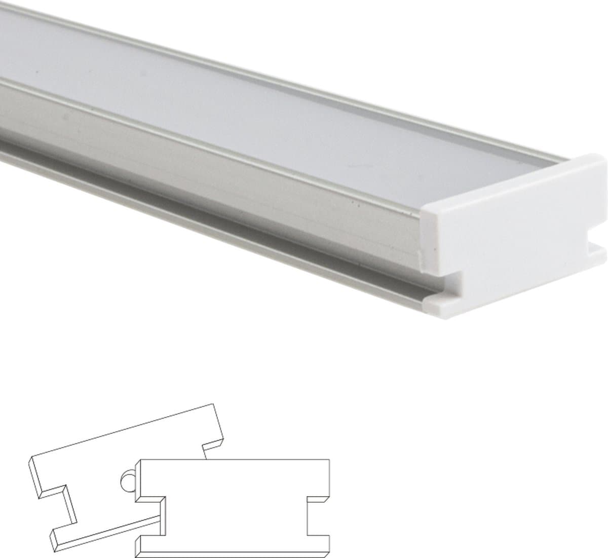 2 meter led profiel voor vloer - Inbouw - Compleet incl. afdekkap - Led profiel 2 meter - Led strip profiel - Wit