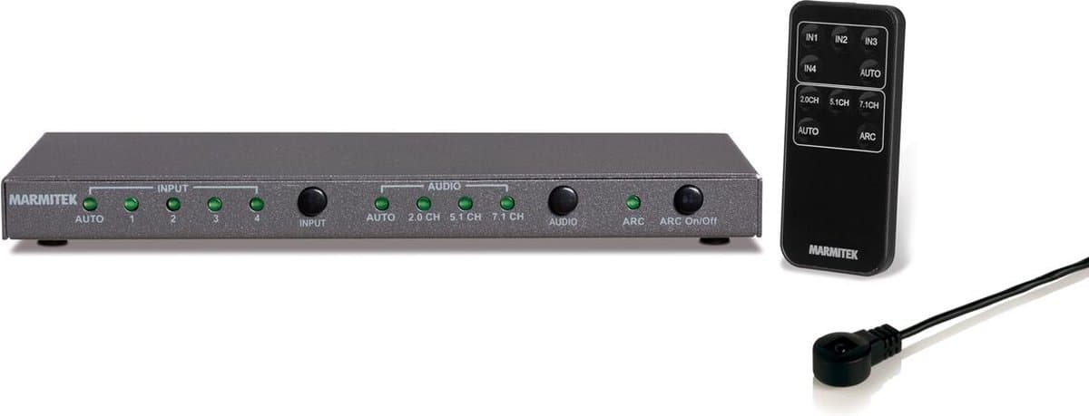 Marmitek Connect 621 UHD 2.0 HDMI Switch / HDMI schakelaar - 4K 60Hz - 4 in 1 uit - Audio extractor