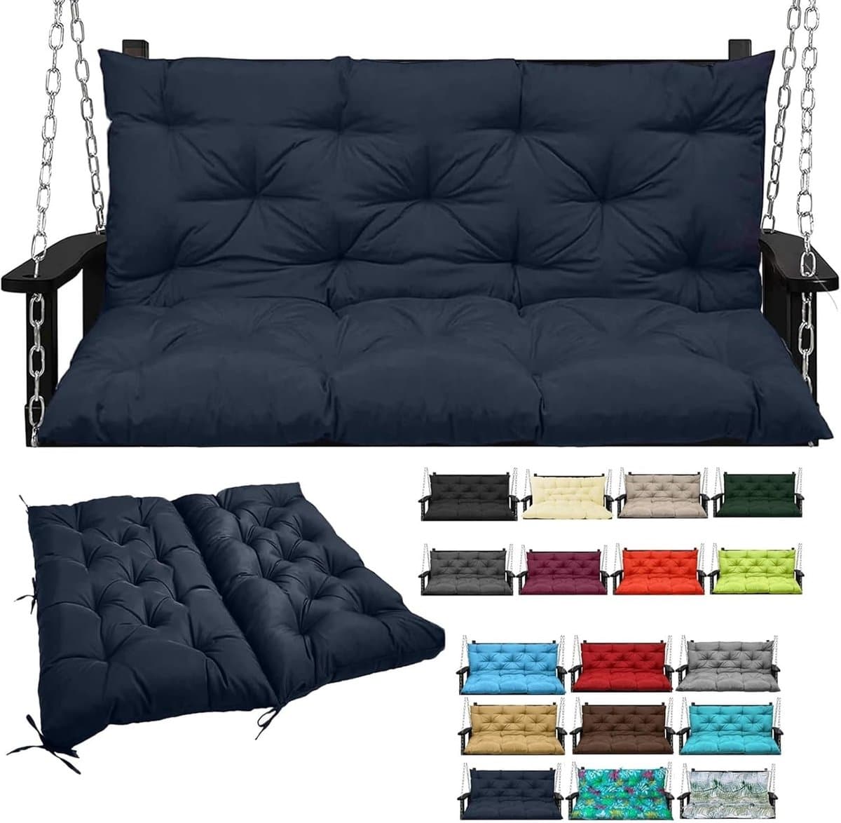 Schommelbank Kussen - Bankkussen Stoelkussen - Ontspannen Buiten - Waterdicht Antislip UV-Bestendig - 150*100*10cm - Navy blue