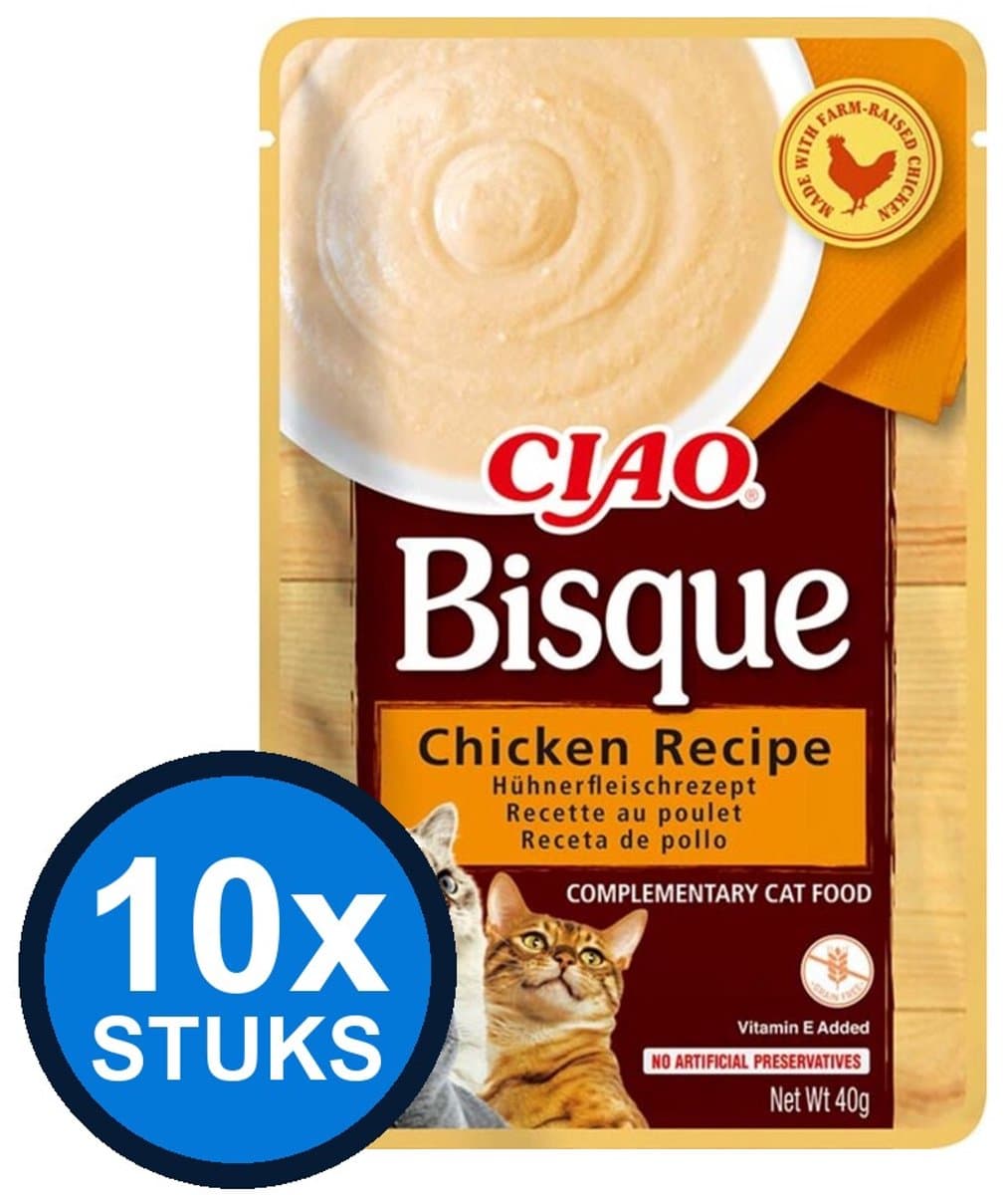 10x Ciao Bisque puree cat chicken 40gr