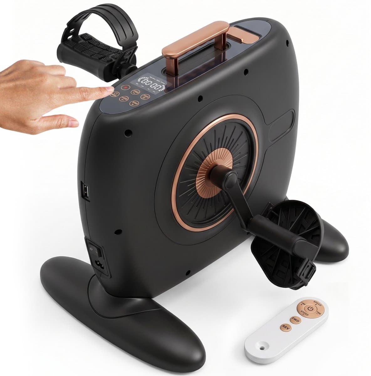BoActive Elektrische Stoelfiets - 12 Niveaus - Gemotoriseerde Mini Hometrainer & Beentrainer - Met LCD-Display & Anti-slippoten - Actief & Passief - Zwart