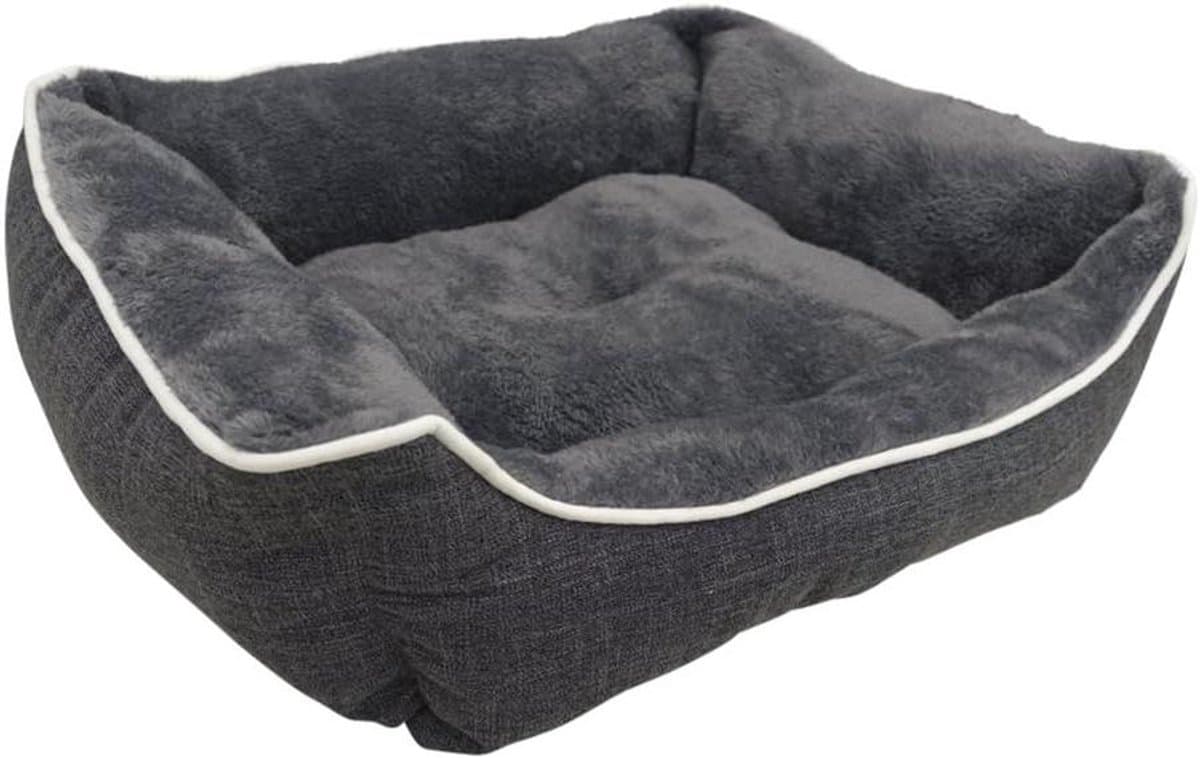 Comfortabel vierkant hondenkussen grijs (73x59x18 cm) met anti-slip bodem