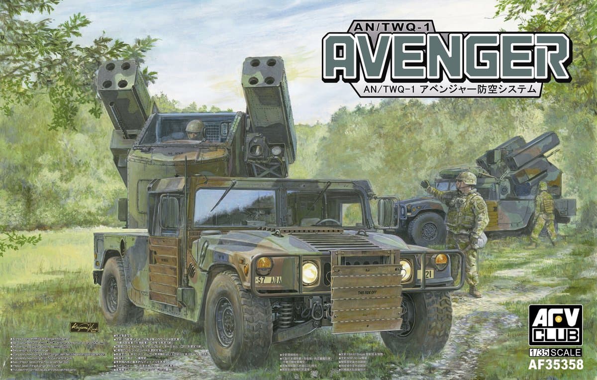 AFV Club Modelbouwpakket Militaire voertuigen - 35358 Humvee AN/TWQ-1 Avenger - Amerikaans Luchtafweervoertuig Plastic - 1:35 - Modelbouw