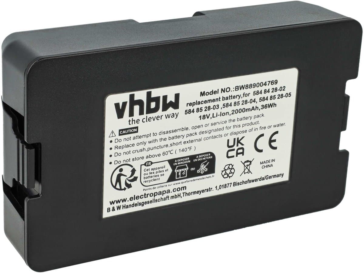vhbw vervangingsbatterij voor McCulloch 5848428-02, 5902142-03, 584 84 28-02, 590 21 42-02, 5848228-01, 5902142-02 voor robotmaaiers (2Ah, 18V Li-ion)