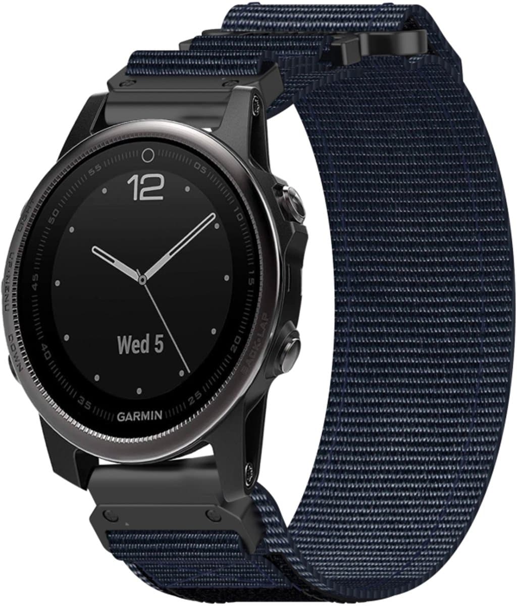 Voor Garmin Fenix 5S Plus 20 mm nylon klittenbandsluiting horlogeband (blauw)